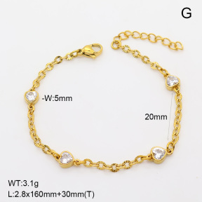 6B4003485bhjl-908  14K PVD Zircon  Stainless Steel Bracelet