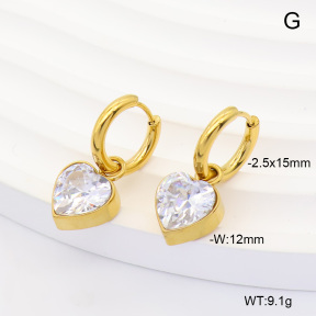 6E4004879vhha-908  316 Pin 14K PVD Zircon  Stainless Steel Earrings