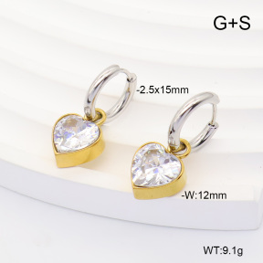 6E4004880bhva-908  316 Pin 14K PVD Zircon  Stainless Steel Earrings