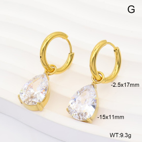 6E4004881bhia-908  316 Pin 14K PVD Zircon  Stainless Steel Earrings