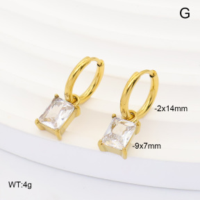 6E4004883bhva-908  316 Pin 14K PVD Zircon  Stainless Steel Earrings
