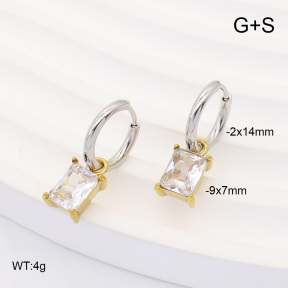 6E4004884vbpb-908  316 Pin 14K PVD Zircon  Stainless Steel Earrings