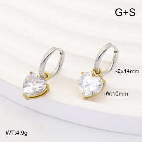 6E4004886vbpb-908  316 Pin 14K PVD Zircon  Stainless Steel Earrings