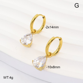 6E4004887bhva-908  316 Pin 14K PVD Zircon  Stainless Steel Earrings