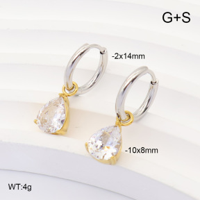 6E4004888vbpb-908  316 Pin 14K PVD Zircon  Stainless Steel Earrings
