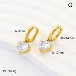 6E4004889ahjb-908  316 Pin 14K PVD Zircon  Stainless Steel Earrings