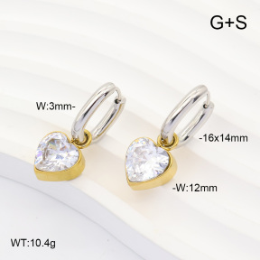 6E4004890bhia-908  316 Pin 14K PVD Zircon  Stainless Steel Earrings
