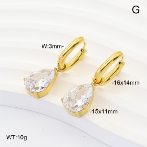 6E4004891vhkb-908  316 Pin 14K PVD Zircon  Stainless Steel Earrings