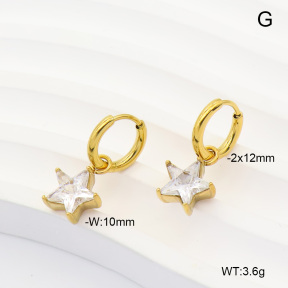 6E4004893bhva-908  316 Pin 14K PVD Zircon  Stainless Steel Earrings