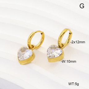 6E4004895bhva-908  316 Pin 14K PVD Zircon  Stainless Steel Earrings
