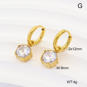 6E4004897bhva-908  316 Pin 14K PVD Zircon  Stainless Steel Earrings