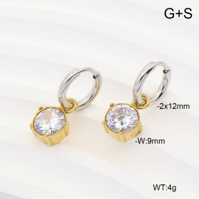6E4004898vbpb-908  316 Pin 14K PVD Zircon  Stainless Steel Earrings