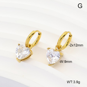 6E4004899bhva-908  316 Pin 14K PVD Zircon  Stainless Steel Earrings