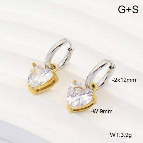6E4004900vbpb-908  316 Pin 14K PVD Zircon  Stainless Steel Earrings