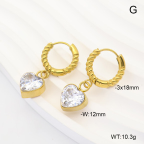 6E4004909bhjl-908  316 Pin 14K PVD Zircon  Stainless Steel Earrings