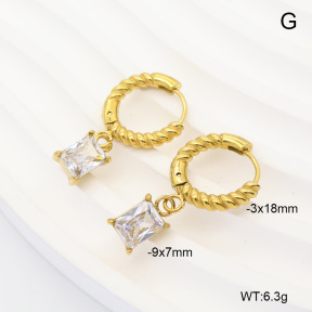 6E4004910bhil-908  316 Pin 14K PVD Zircon  Stainless Steel Earrings