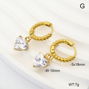 6E4004911bhil-908  316 Pin 14K PVD Zircon  Stainless Steel Earrings