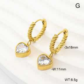 6E4004912bhil-908  316 Pin 14K PVD Zircon  Stainless Steel Earrings