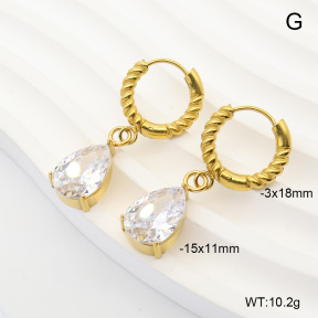 6E4004913vhkl-908  316 Pin 14K PVD Zircon  Stainless Steel Earrings