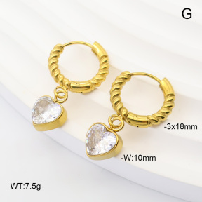 6E4004915bhil-908  316 Pin 14K PVD Zircon  Stainless Steel Earrings