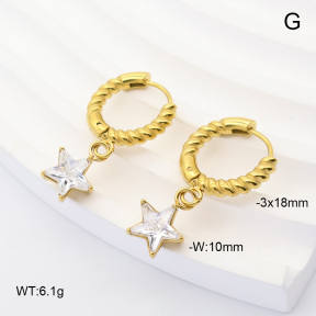 6E4004916bhil-908  316 Pin 14K PVD Zircon  Stainless Steel Earrings
