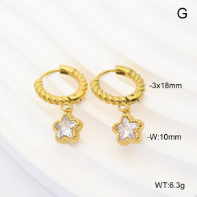 6E4004918bhia-908  316 Pin 14K PVD Zircon  Stainless Steel Earrings