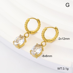 6E4004920bhva-908  316 Pin 14K PVD Zircon  Stainless Steel Earrings