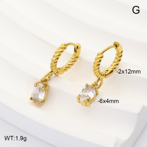 6E4004921bhva-908  316 Pin 14K PVD Zircon  Stainless Steel Earrings