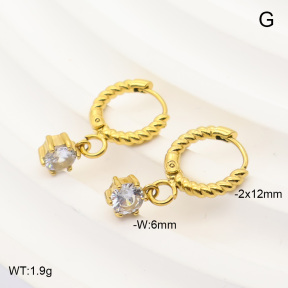 6E4004922bhva-908  316 Pin 14K PVD Zircon  Stainless Steel Earrings