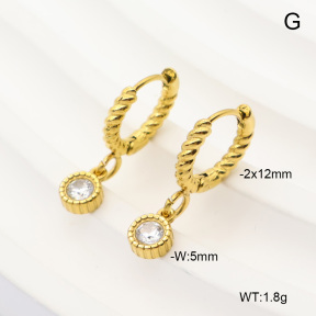 6E4004923bhva-908  316 Pin 14K PVD Zircon  Stainless Steel Earrings