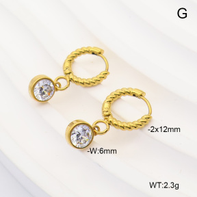 6E4004924bhva-908  316 Pin 14K PVD Zircon  Stainless Steel Earrings