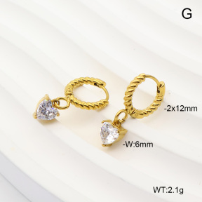 6E4004925bhva-908  316 Pin 14K PVD Zircon  Stainless Steel Earrings