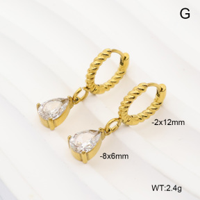 6E4004926bhva-908  316 Pin 14K PVD Zircon  Stainless Steel Earrings