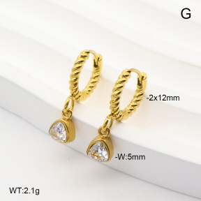 6E4004927bhva-908  316 Pin 14K PVD Zircon  Stainless Steel Earrings