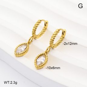 6E4004928bhva-908  316 Pin 14K PVD Zircon  Stainless Steel Earrings