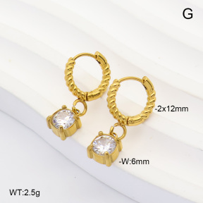 6E4004930bhva-908  316 Pin 14K PVD Zircon  Stainless Steel Earrings