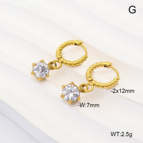 6E4004931bhva-908  316 Pin 14K PVD Zircon  Stainless Steel Earrings