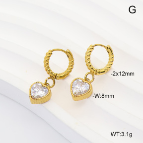 6E4004932vhha-908  316 Pin 14K PVD Zircon  Stainless Steel Earrings