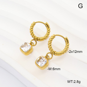 6E4004933bhva-908  316 Pin 14K PVD Zircon  Stainless Steel Earrings