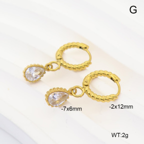 6E4004934bhva-908  316 Pin 14K PVD Zircon  Stainless Steel Earrings