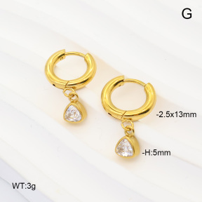 6E4004935vbpb-908  316 Pin 14K PVD Zircon  Stainless Steel Earrings