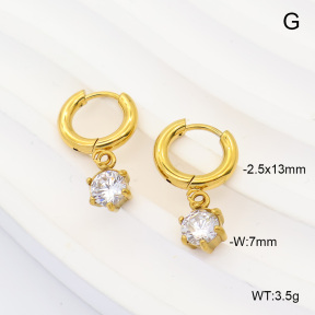 6E4004937vbpb-908  316 Pin 14K PVD Zircon  Stainless Steel Earrings