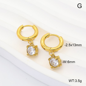 6E4004938vbpb-908  316 Pin 14K PVD Zircon  Stainless Steel Earrings