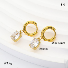 6E4004939vbpb-908  316 Pin 14K PVD Zircon  Stainless Steel Earrings