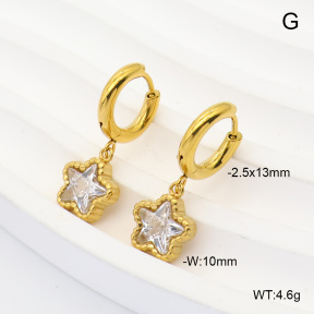 6E4004940bhva-908  316 Pin 14K PVD Zircon  Stainless Steel Earrings