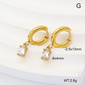 6E4004941vbpb-908  316 Pin 14K PVD Zircon  Stainless Steel Earrings