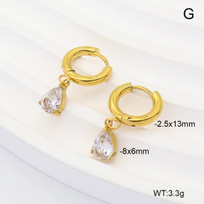 6E4004942vbpb-908  316 Pin 14K PVD Zircon  Stainless Steel Earrings