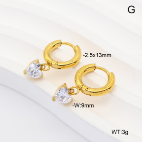 6E4004944bhva-908  316 Pin 14K PVD Zircon  Stainless Steel Earrings