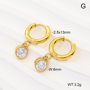 6E4004945vbpb-908  316 Pin 14K PVD Zircon  Stainless Steel Earrings