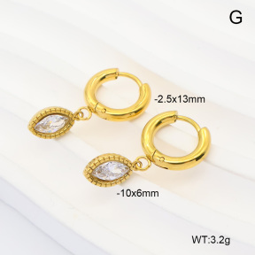 6E4004946vbpb-908  316 Pin 14K PVD Zircon  Stainless Steel Earrings